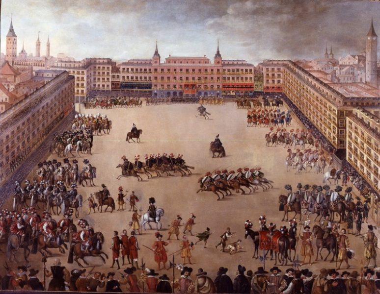 Fiesta real en la plaza Mayor 1623 Autor Juan de la Corte Memoria de Madrid
